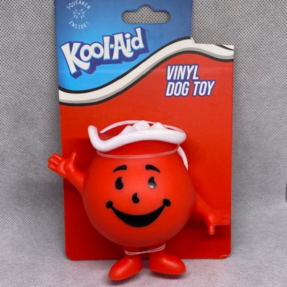 Vinyl Dog Toy "Kool-Aid "(Squeaker Inside) Red
